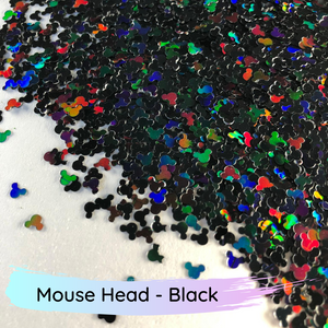 Chunky mix black mouse head polyester glitter
